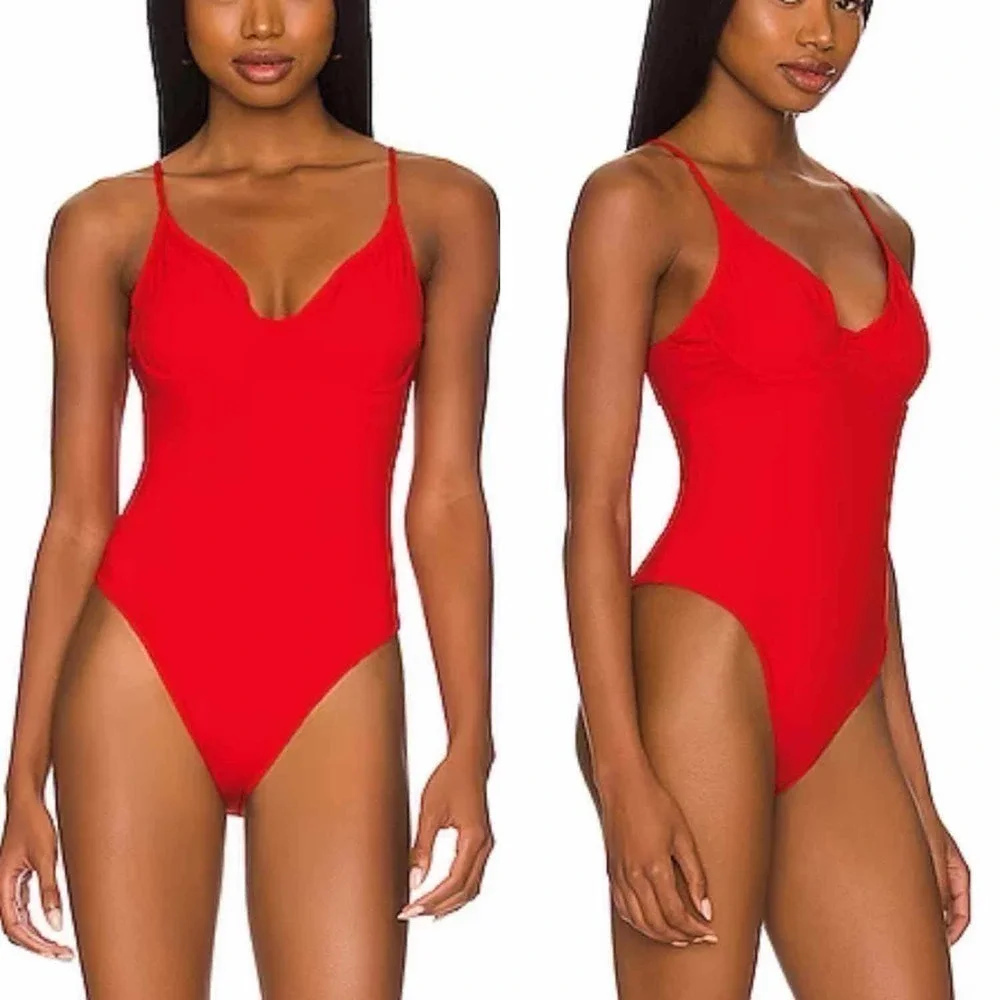 Good American Show Off One Piece Swimsuit Bright Poppy